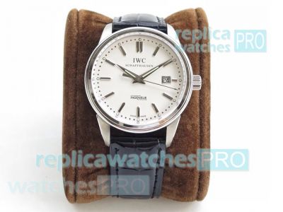 Swiss IWC Schaffhausen Ingenieur Replica Watch SS White Dial Black Leather